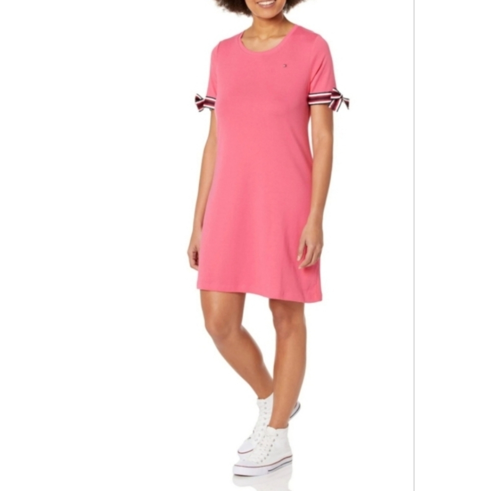 Tommy Hilfiger Women's Tie Sleeve T-Shirt Dress